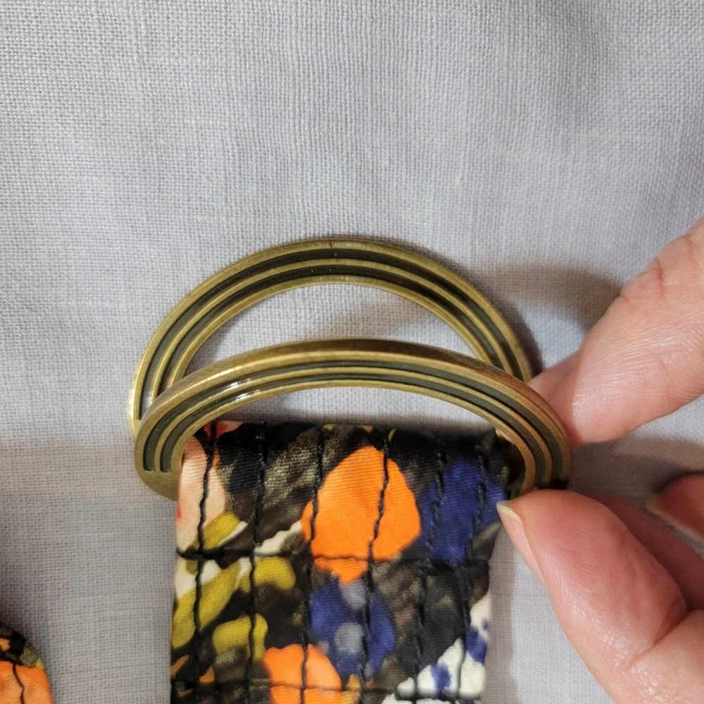 J. Crew Womens S/M‎ 100% Silk Abstract Floral Metal D-Ring 2